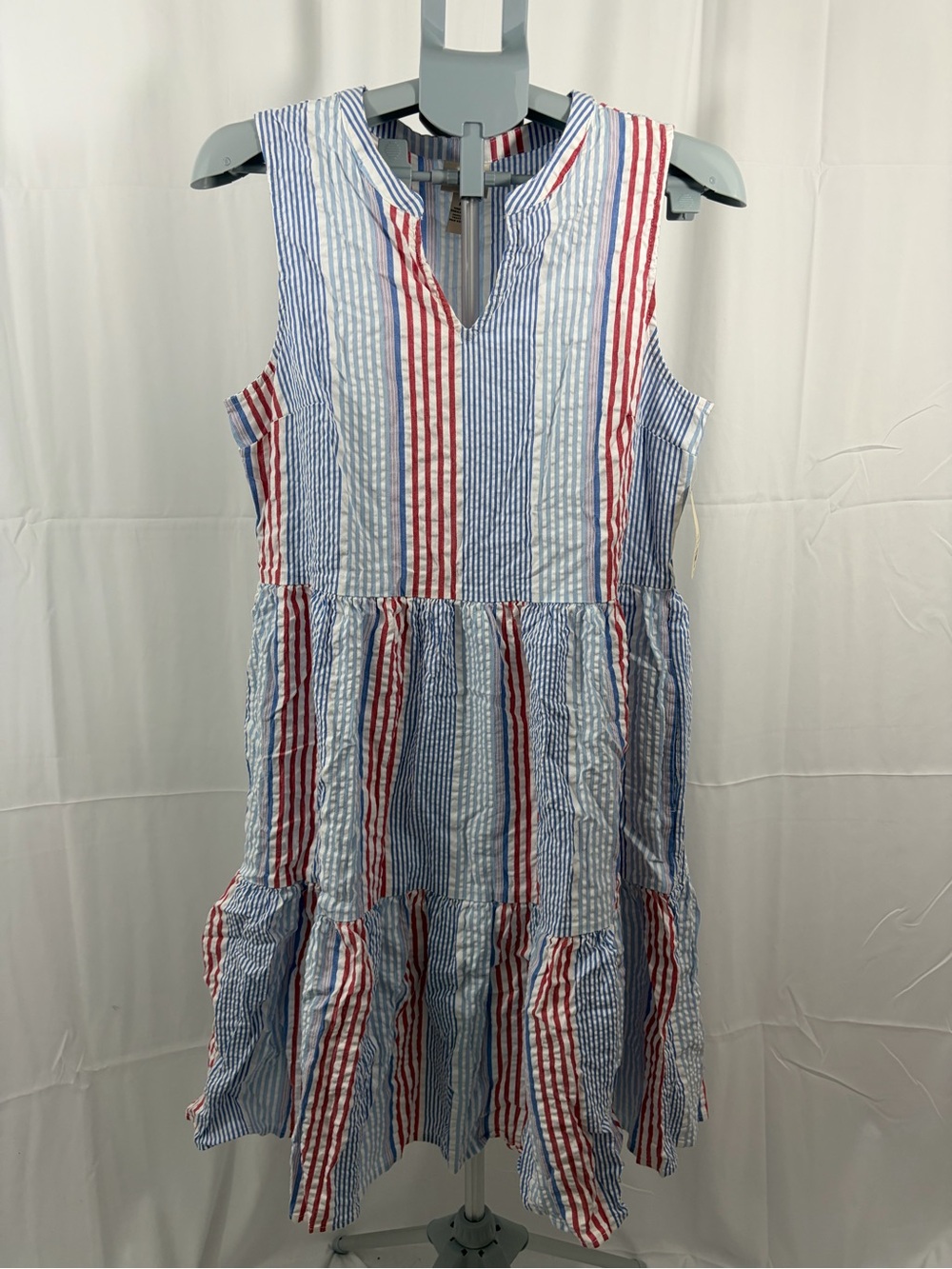 NWT St. John’s Bay Women’s Size M Sleeveless Red & Blue Striped Sleeveless Dress